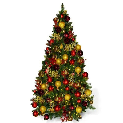7.5' Pre-Decorated PVC Christmas Tree Red/Gold/Burgundy