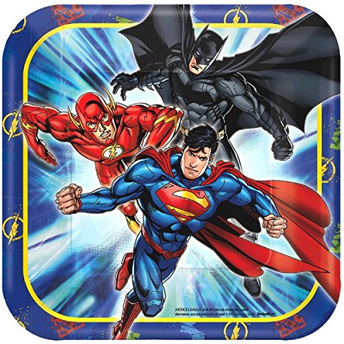 Justice League 7" Square Plates 8ct