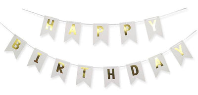 10' Banner - Gold Foil Happy Birthday - Premium Party Distribution