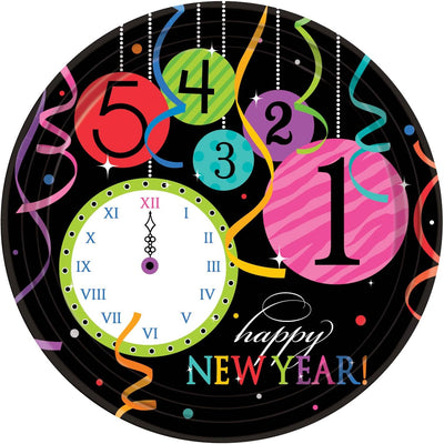 10.25" Paper Plates - Wild New year (8ct) - Premium Party Distribution