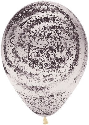 11” Black/Clear Graffiti Marble (50ct) - Sempertex - Premium Party Distribution