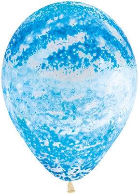 11” Blue/Clear Graffiti Sky (50ct) - Sempertex - Premium Party Distribution