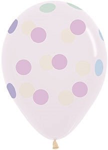 11" Crystal Clear Polka Dots Pastel (50ct) - Sempertex - Premium Party Distribution