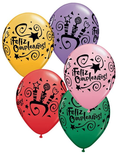 11" Feliz Compleanos Assorted (50ct) - Qualatex - Premium Party Distribution
