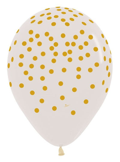 11" Gold Confetti Print on Clear (50ct) - Sempertex - Premium Party Distribution