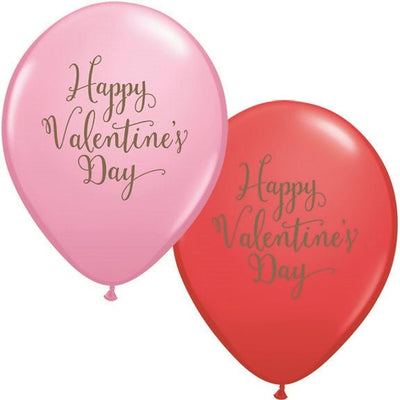 11" Happy Valentine's Day Script - Assorted (50ct) - Qualatex - Premium Party Distribution