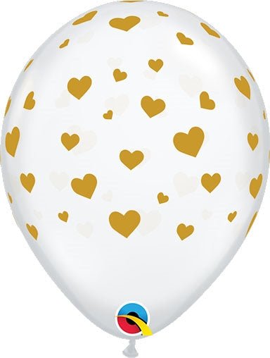 11" Hearts - A - Round - Gold (50ct) - Qualatex - Premium Party Distribution