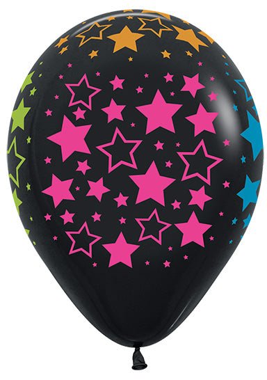 11" Neon Bold Star on Deluxe Black (50ct) - Premium Party Distribution