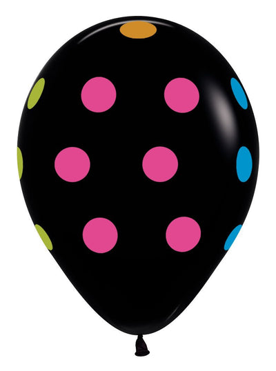 11" Neon Polka Dots on Black - Premium Party Distribution