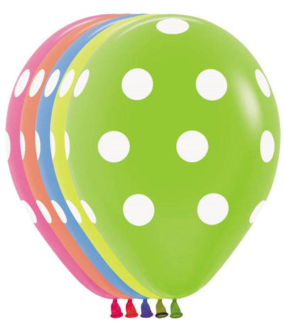 11” Neon with Polka Dots All Over (50ct) - Sempertex - Premium Party Distribution