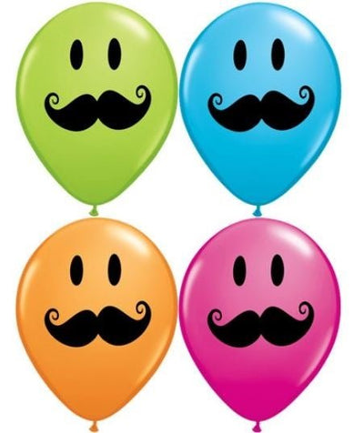 11" Smile Face Mustache Assorted (50ct) - Premium Party Distribution
