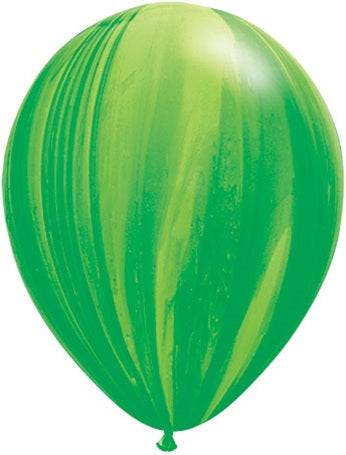 11" SuperAgate - Green Rainbow (25ct) - Qualatex - Premium Party Distribution