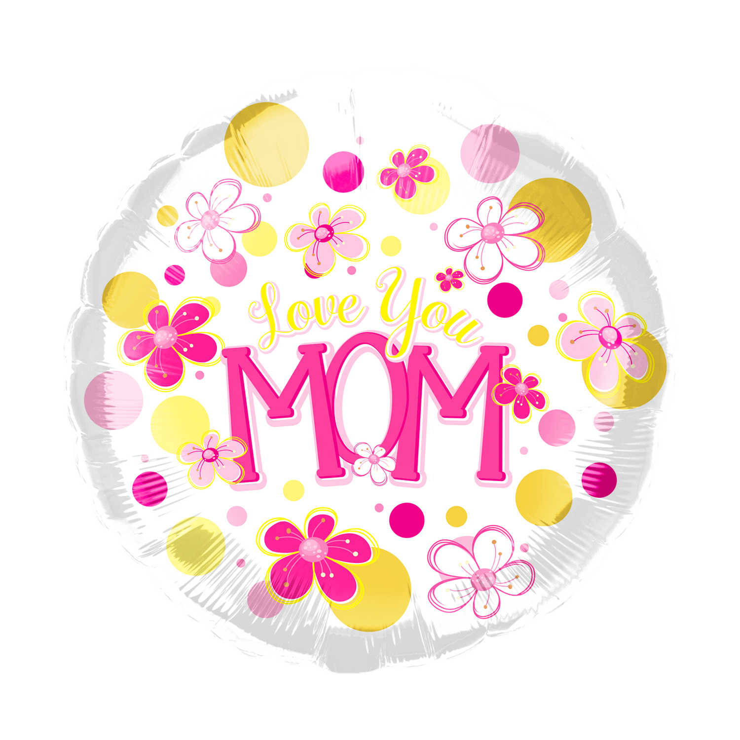 Party America 18" Love You Mom Flowers and Dots Balloon Pack of 50