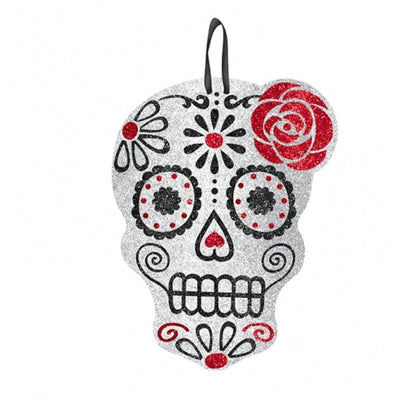 12" Glitter Skull Sign - Day of the Dead - Premium Party Distribution