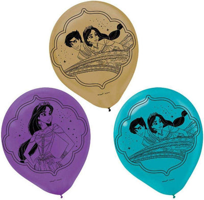 12" Latex Balloons - Disney Aladdin Assorted (6ct) - Premium Party Distribution