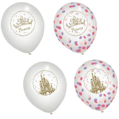 12" Latex Balloons with Confetti - Disney Princess (6ct) - Premium Party Distribution