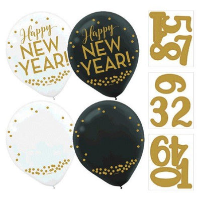 12" Latex - New Year's Countdown (12ct) - Amscan - Premium Party Distribution