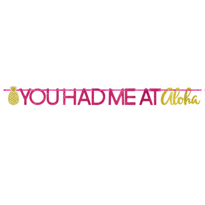 12' You Had Me At Aloha Glitter Ribbon Letter Banner - Premium Party Distribution
