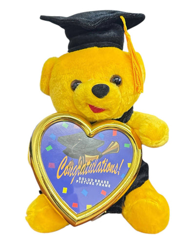 13" Yellow Teddy Bear - Congratulations Graduate! With Cap and Gold Frame 1ct - Premium Party Distribution