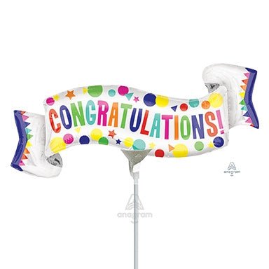 14” CONGRATULATIONS! Banner - MiniShape Foil Balloon - Pack of 10 - Air Fill & Heat Seal ONLY - Premium Party Distribution