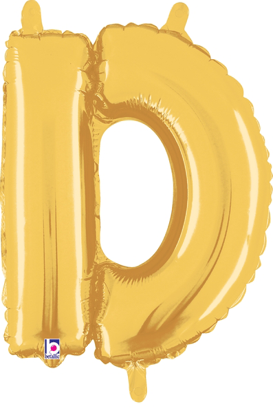 14" Megaloon Jr. Letter D - Gold (5ct) - Premium Party Distribution