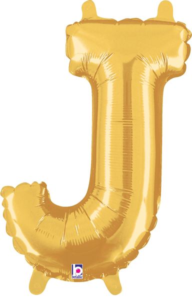 14" Megaloon Jr. Letter J - Gold (5ct) - Premium Party Distribution