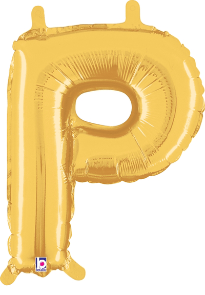 14" Megaloon Jr. Letter P - Gold (5ct) - Premium Party Distribution