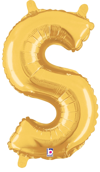 14" Megaloon Jr. Letter S - Gold (5ct) - Premium Party Distribution
