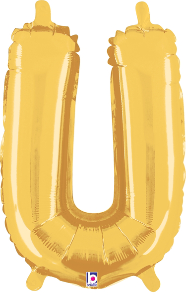 14" Megaloon Jr. Letter U - Gold (5ct) - Premium Party Distribution