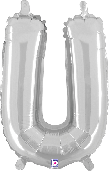 14" Megaloon Jr. Letter U - Silver (5ct) - Premium Party Distribution
