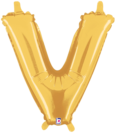 14" Megaloon Jr. Letter V - Gold (5ct) - Premium Party Distribution
