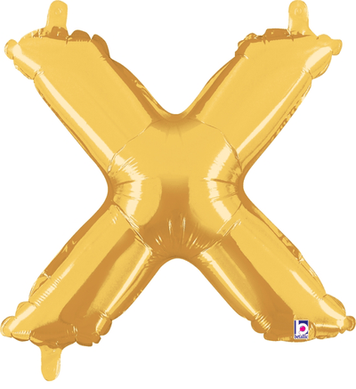 14" Megaloon Jr. Letter X - Gold (5ct) - Premium Party Distribution