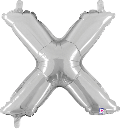 14" Megaloon Jr. Letter X - Silver (5ct) - Premium Party Distribution
