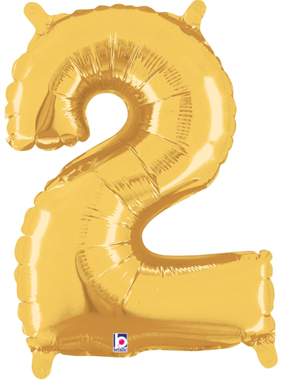14" Megaloon Jr. Number 2 - Gold (5ct) - Premium Party Distribution