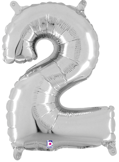 14" Megaloon Jr. Number 2 - Silver (5ct) - Premium Party Distribution