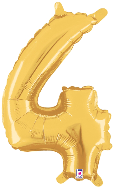 14" Megaloon Jr. Number 4 - Gold (5ct) - Premium Party Distribution
