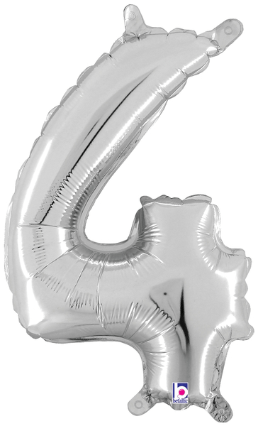 14" Megaloon Jr. Number 4 - Silver (5ct) - Premium Party Distribution