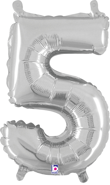 14" Megaloon Jr. Number 5 - Silver (5ct) - Premium Party Distribution