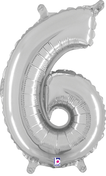 14" Megaloon Jr. Number 6 - Silver (5ct) - Premium Party Distribution