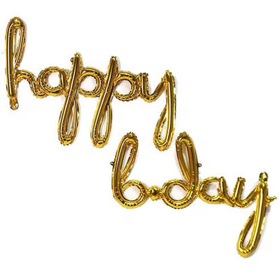16" Balloon Banner - Gold Cursive Happy Birthday - Premium Party Distribution