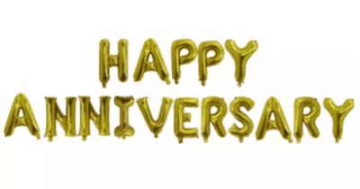 16" Balloon Banner - Happy Anniversary - Gold - Premium Party Distribution