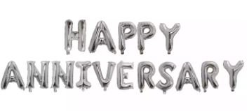 16" Balloon Banner - Happy Anniversary - Silver - Premium Party Distribution