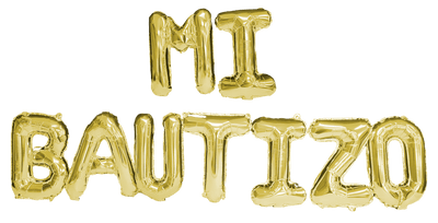 16" Balloon Banner - Mi Bautizo - Gold - Premium Party Distribution