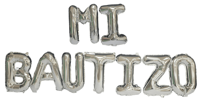 16" Balloon Banner - Mi Bautizo - Silver - Premium Party Distribution