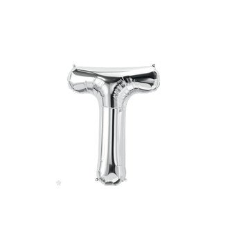 16" Balloon Letter T - Silver - Premium Party Distribution
