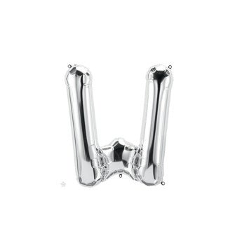 16" Balloon Letter W - Silver - Premium Party Distribution