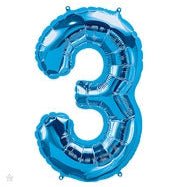 16" Balloon Number 3 - Blue - Premium Party Distribution
