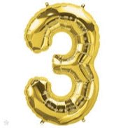 16" Balloon Number 3 - Gold - Premium Party Distribution
