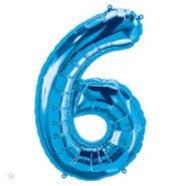 16" Balloon Number 6 - Blue - Premium Party Distribution