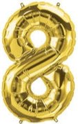 16" Balloon Number 8 - Gold - Premium Party Distribution